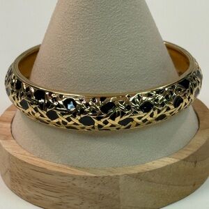 Kate Spade Keswick Caning Gold & Black Woven Design Bangle Bracelet